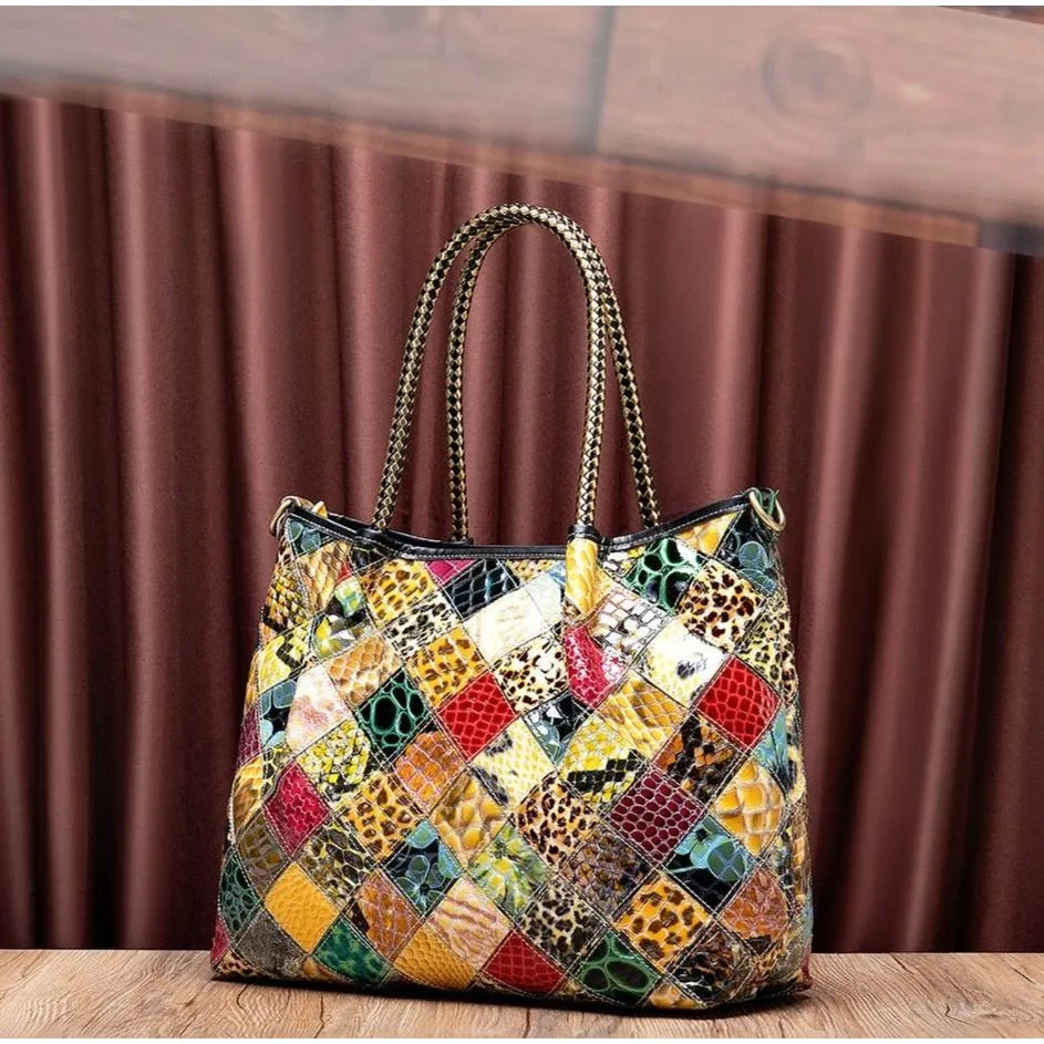 Floral Luxe Leather Shoulder Handbag