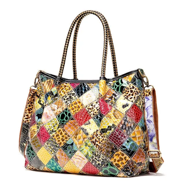 Floral Luxe Leather Shoulder Handbag