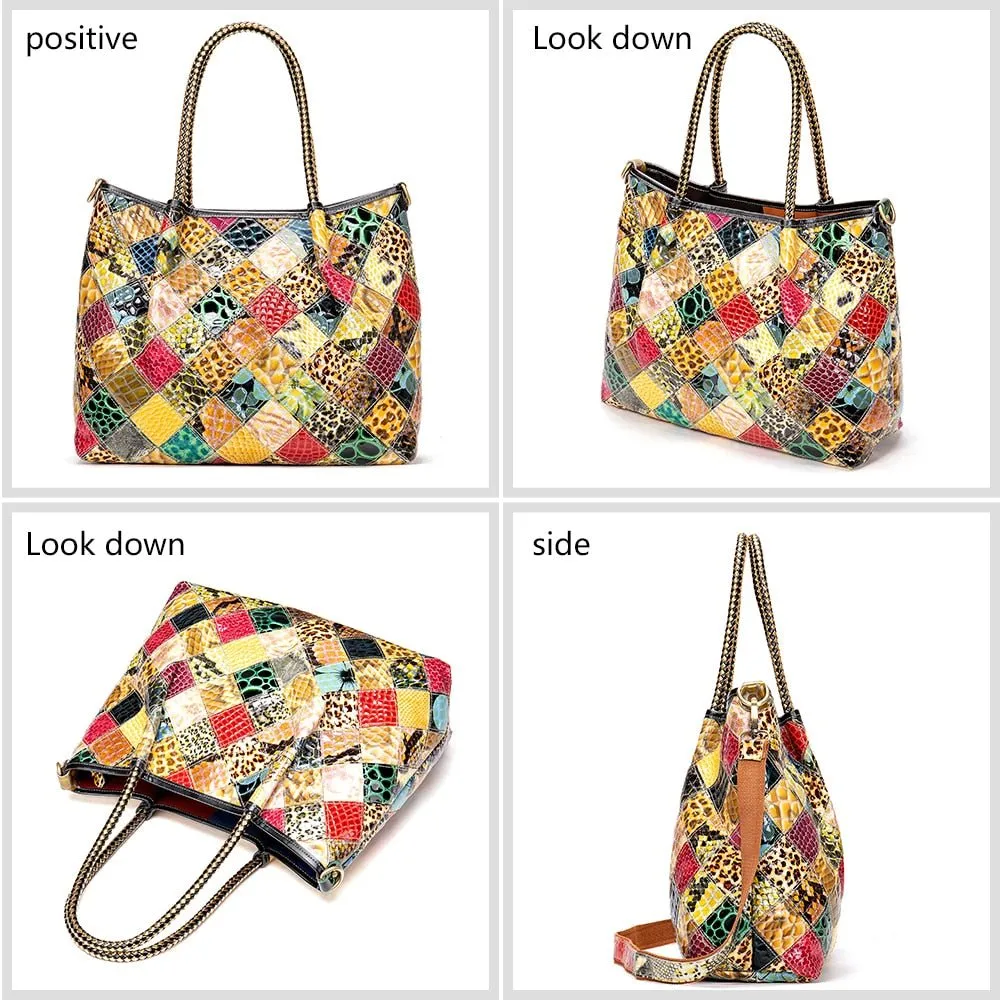Floral Luxe Leather Shoulder Handbag
