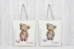 Flower Girl Bear - Tote Bag Pink