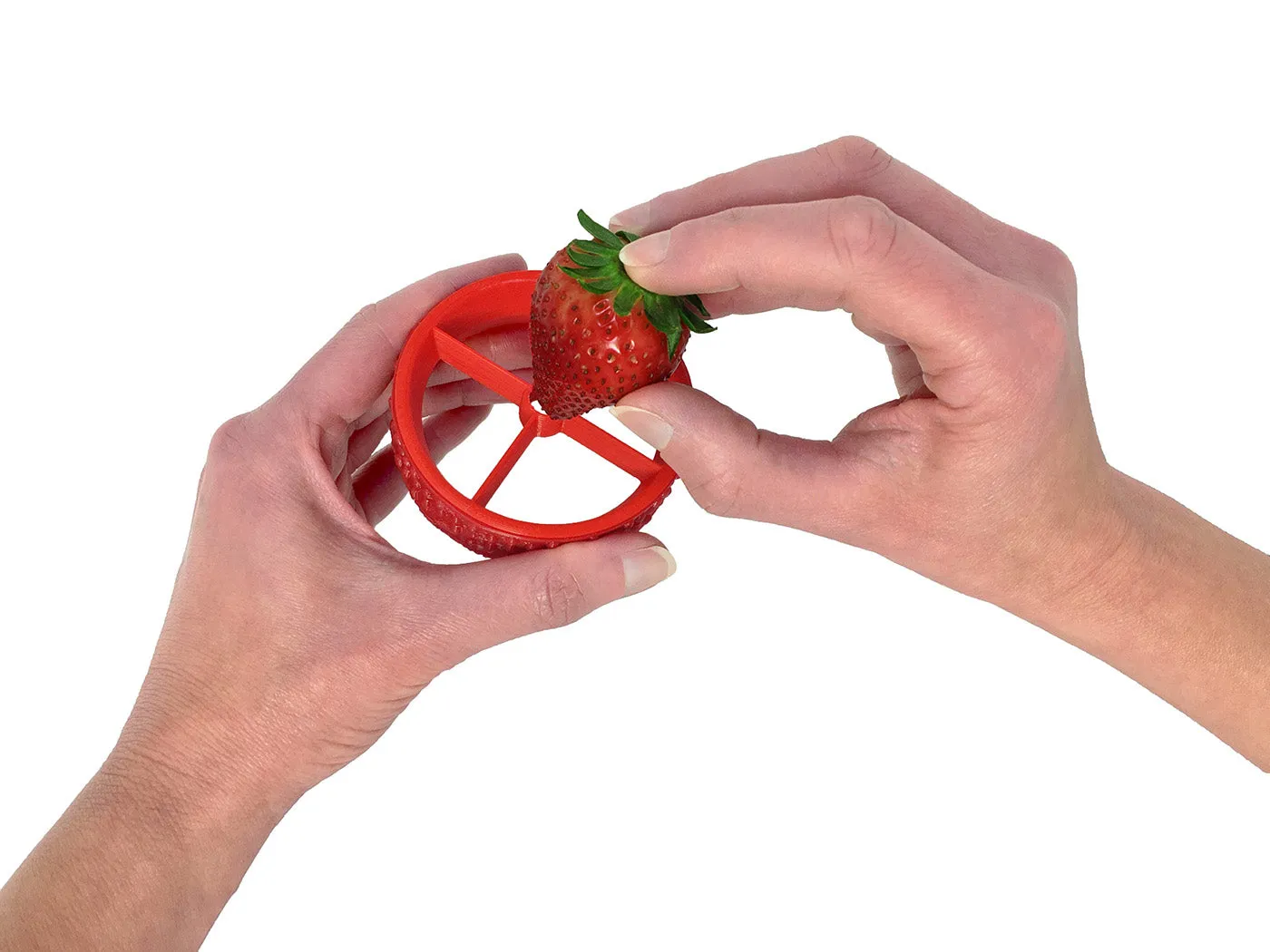 Fusionbrands PushBerry 2-in-1 Strawberry Huller & Slicer Tool, Red