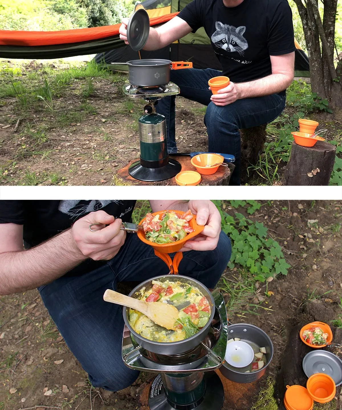 Gear4U Camping Cookware Kits - Bpa-Free Non-Stick Anodized Aluminum Mess Kits - Complete Lightweight Mini Folding Pot Kits with Utensils for Camping Hiking Backpacking and Survival Cooking