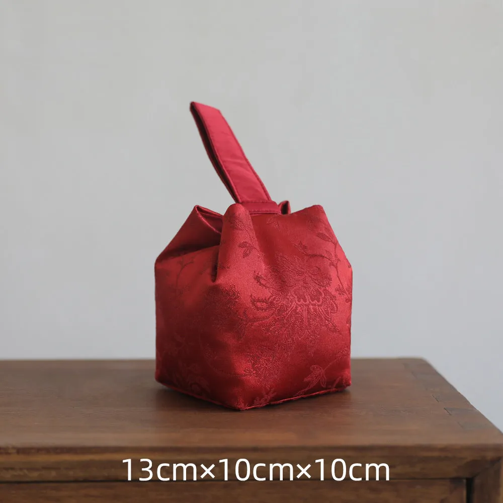 Gohobi Weaving Brocade Silk Fabric Teaware Storage Travel Bag