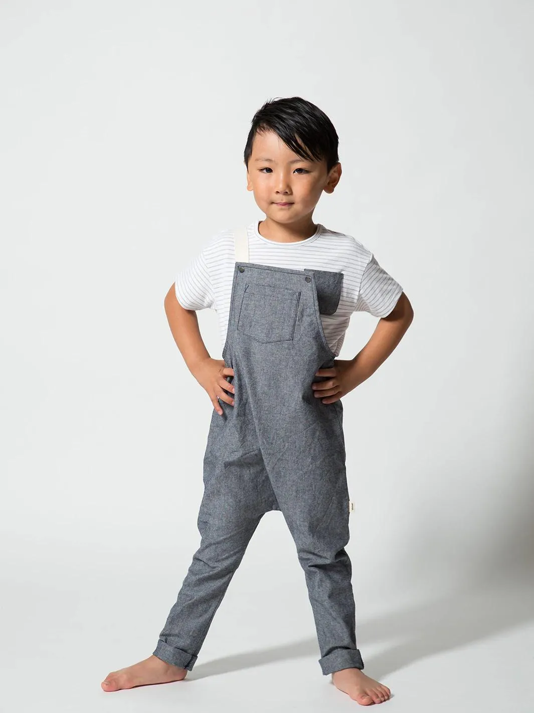 Greige Overalls | Navy Chambray