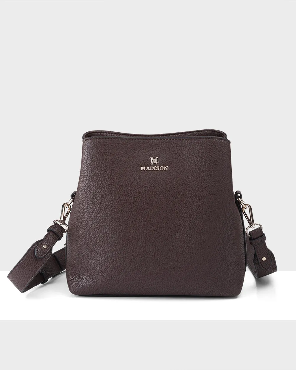 Joanie 3 Compartment Crossbody Bucket Bag   Plait Strap