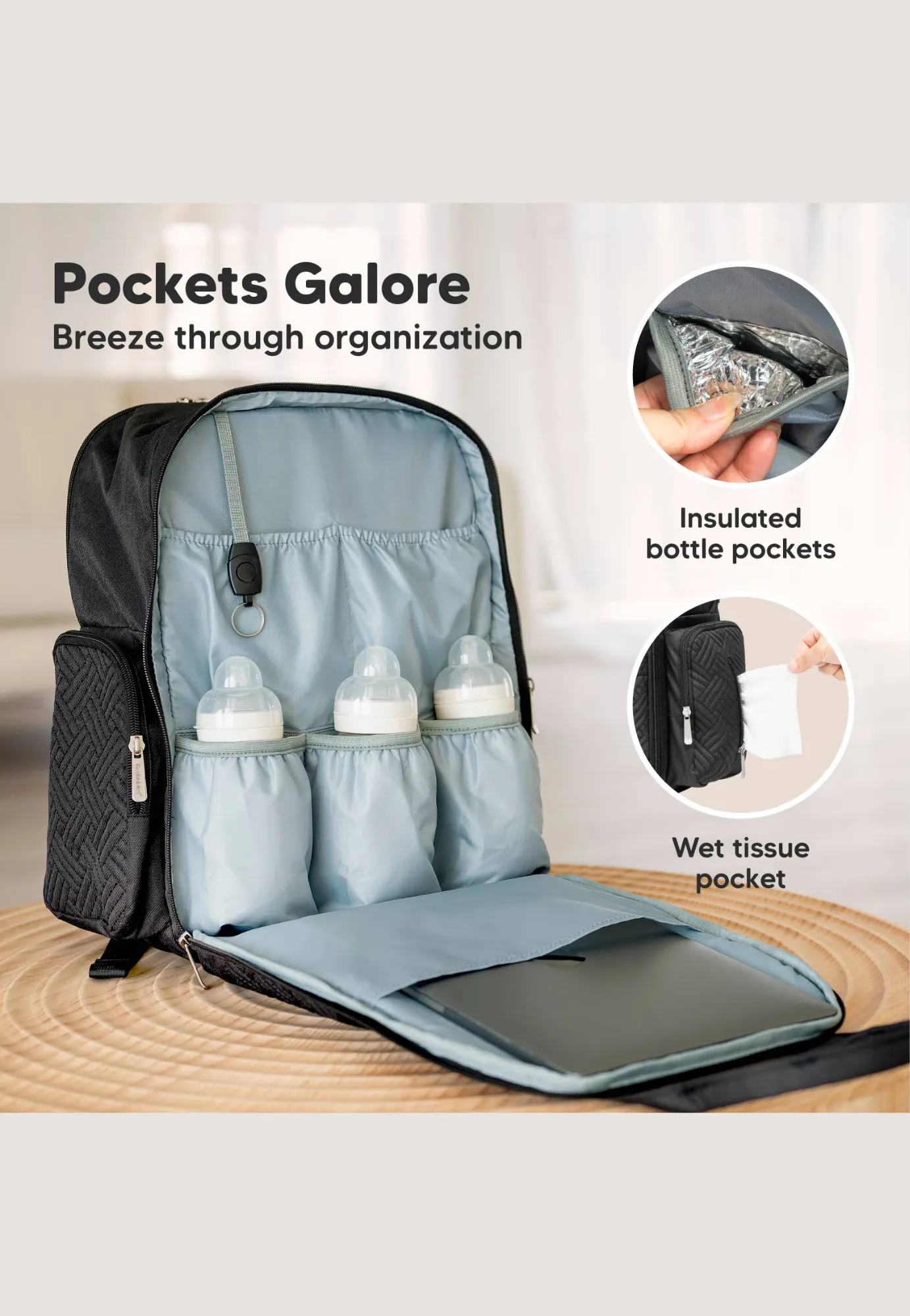 KeaBabies Bree Diaper Bag Backpack with Changing Pad