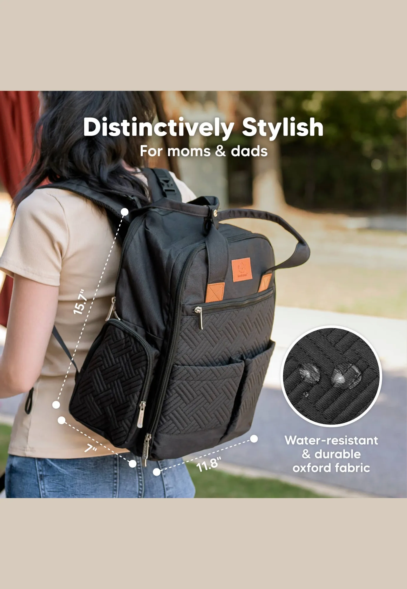 KeaBabies Bree Diaper Bag Backpack with Changing Pad