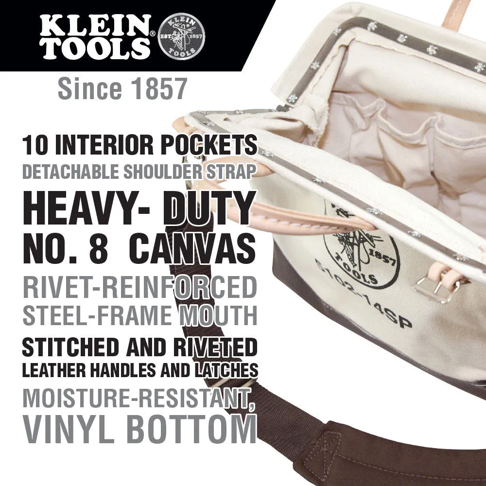 Klein Tools 5102-14SP Deluxe Canvas Tool Bag, 14"