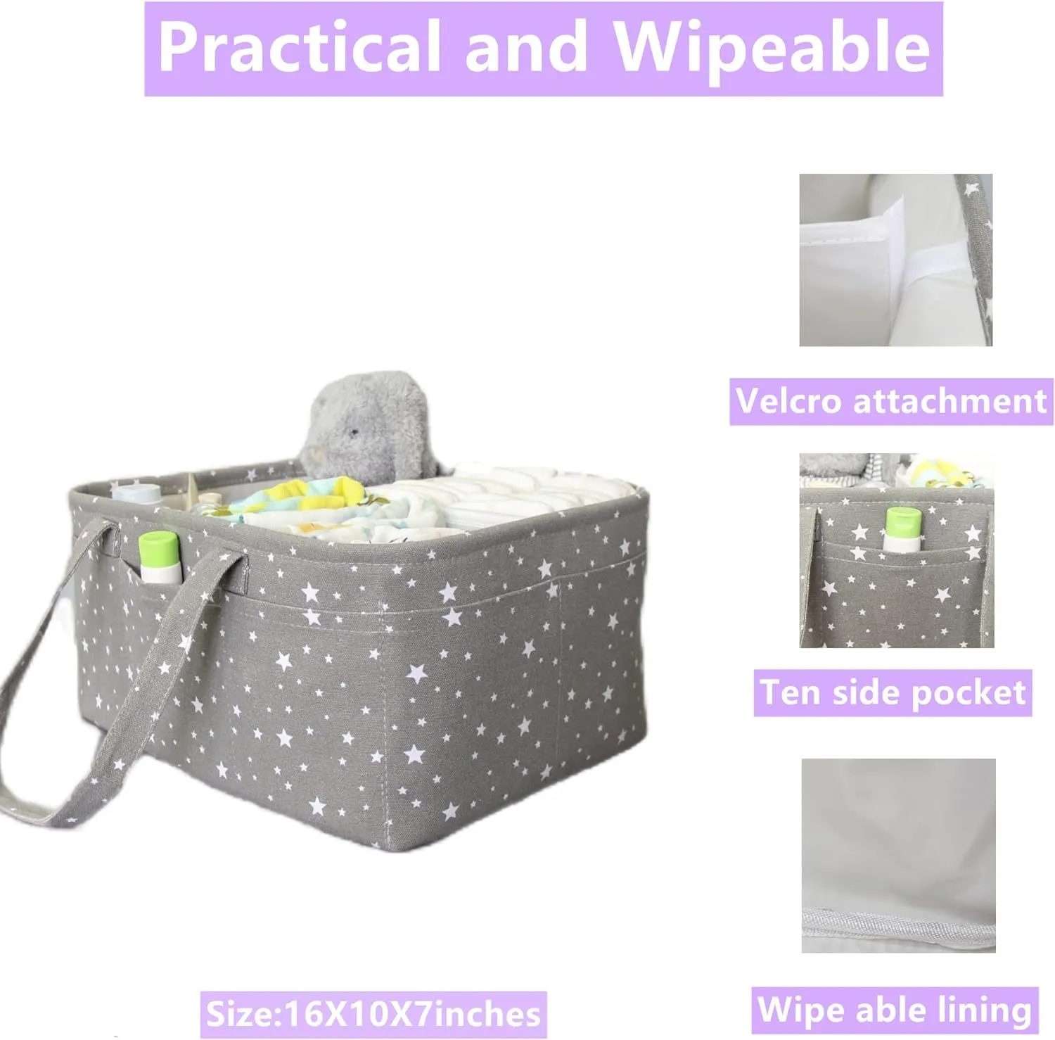 Large Portable Baby Diaper Caddy Organizer