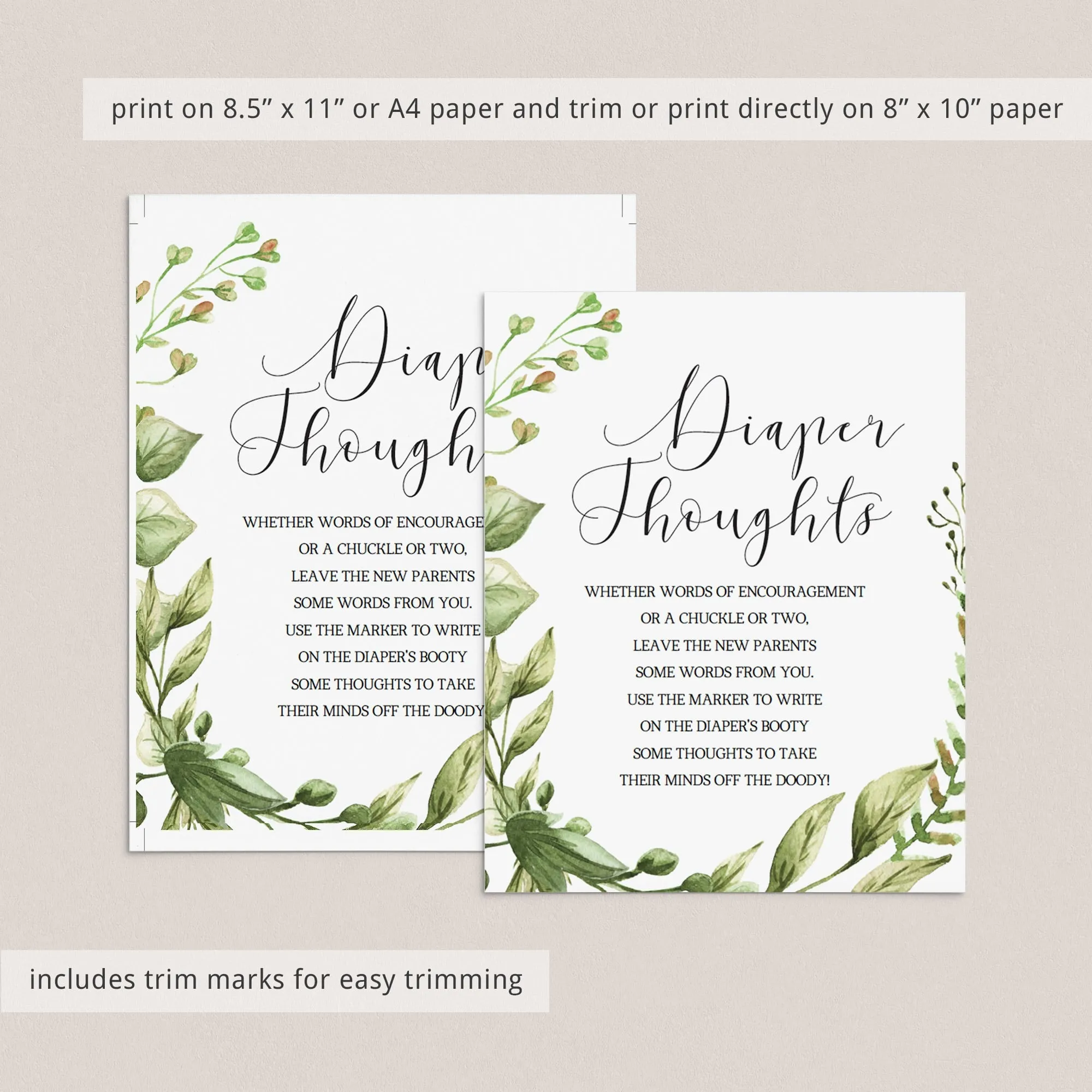 Late Night Diaper Thoughts Baby Shower Game Template