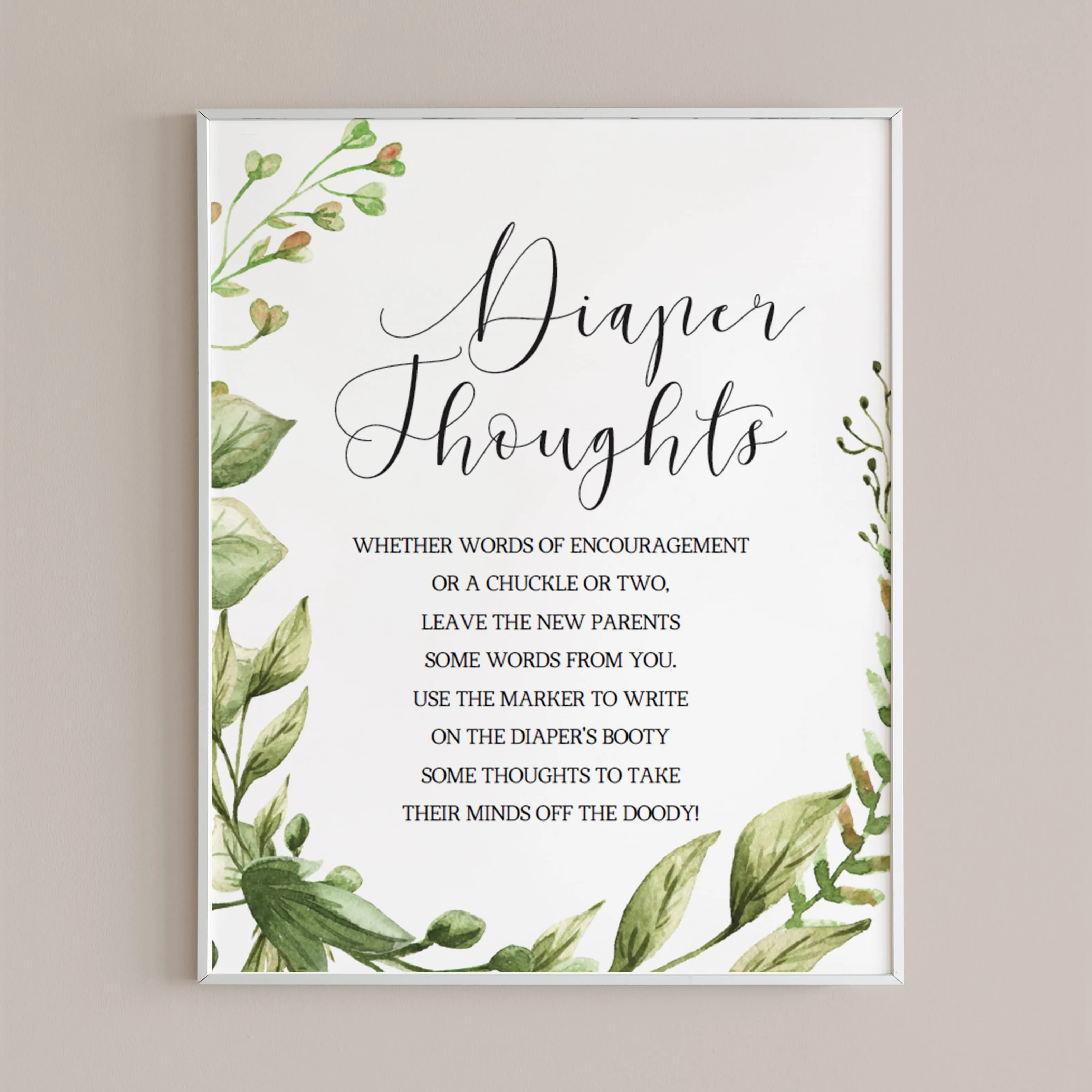 Late Night Diaper Thoughts Baby Shower Game Template