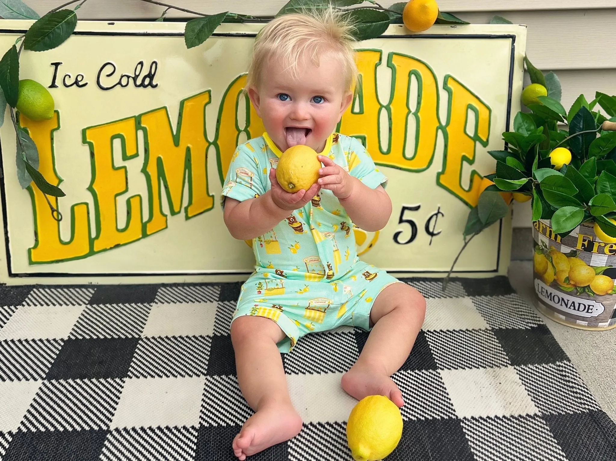 Lemonade Stands & Honey Bears Short Two-Way Zippy Romper (0-3T)