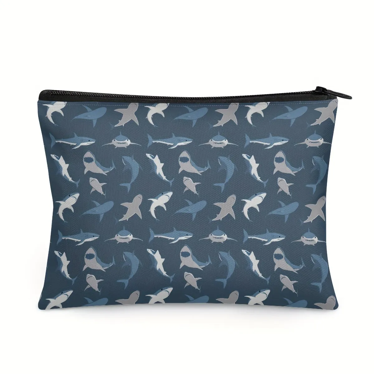Makeup Bag Zipper Pouch - Cute Small Shark Pattern