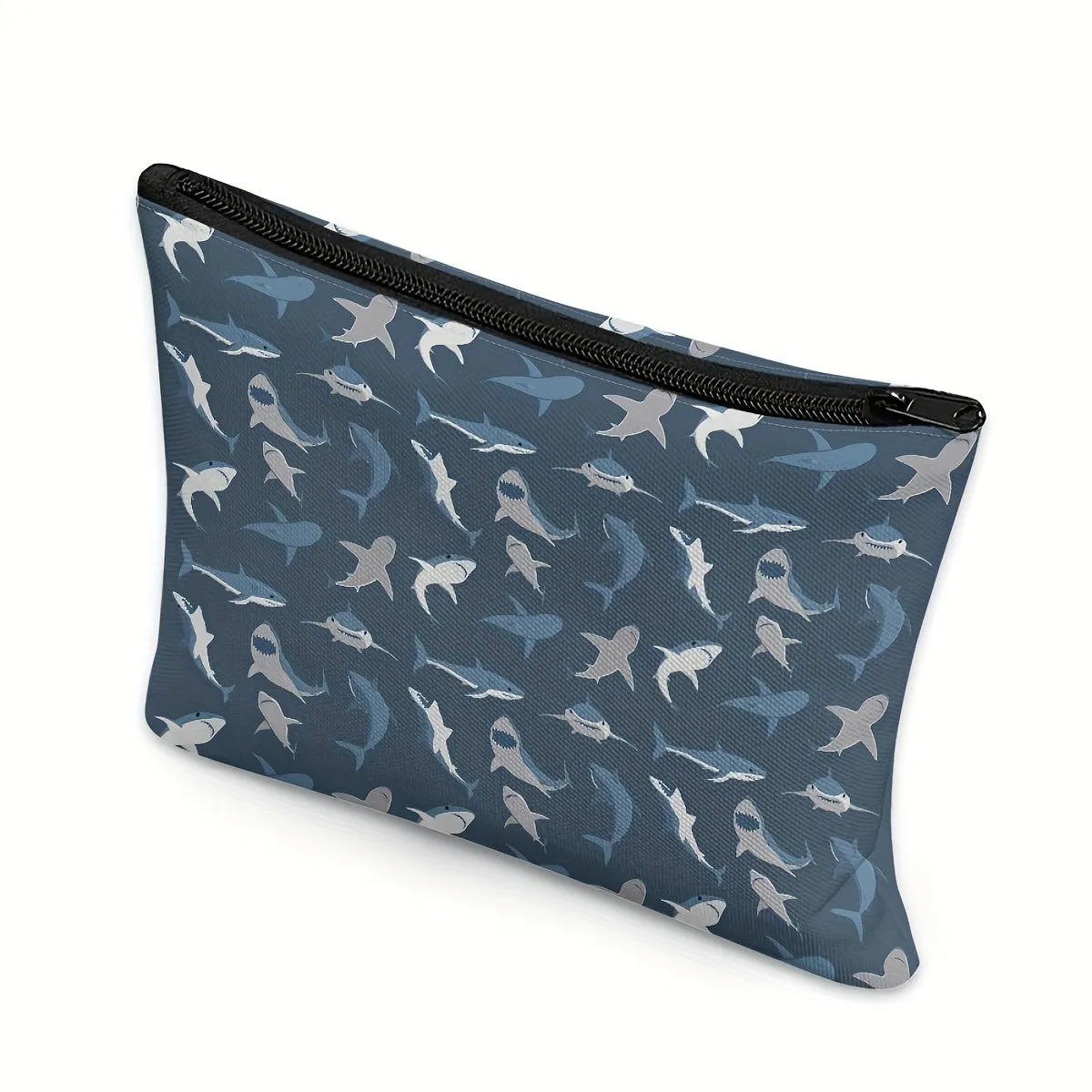 Makeup Bag Zipper Pouch - Cute Small Shark Pattern