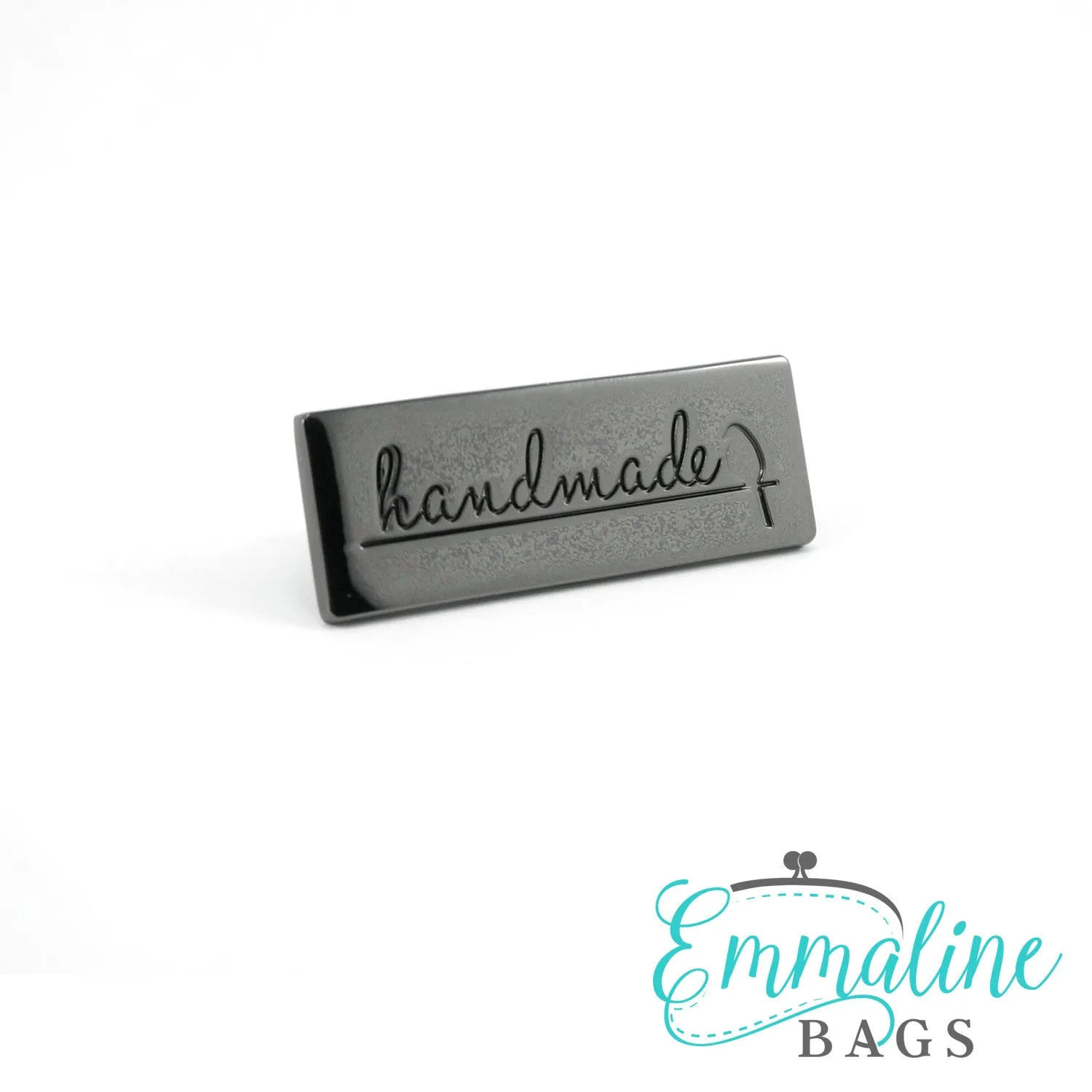 Metal Bag Label: "Handmade" with Bird