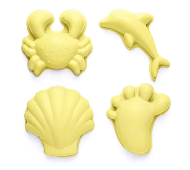 NEW - Beach Toy Set, Scrunch Bucket, Spade and Moulds, Lemon