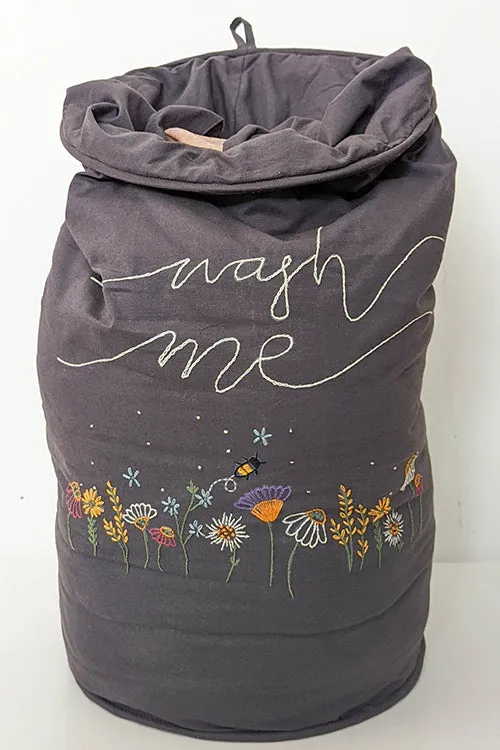 Okhai 'Hazel' Hand Embroidered Cotton Laundry Bag