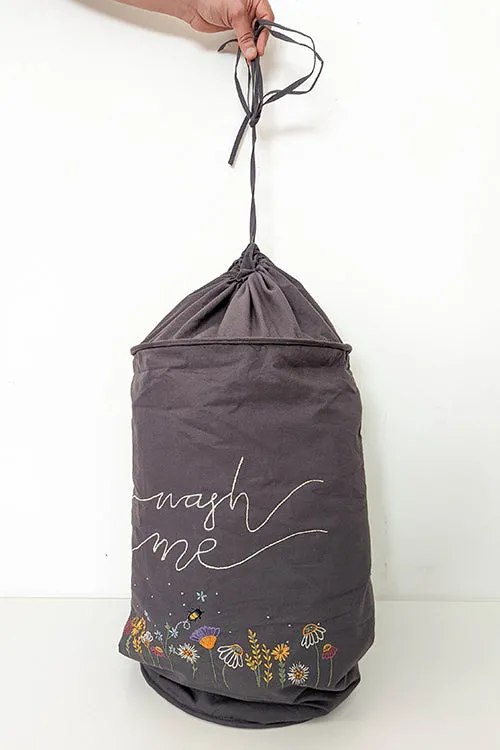 Okhai 'Hazel' Hand Embroidered Cotton Laundry Bag