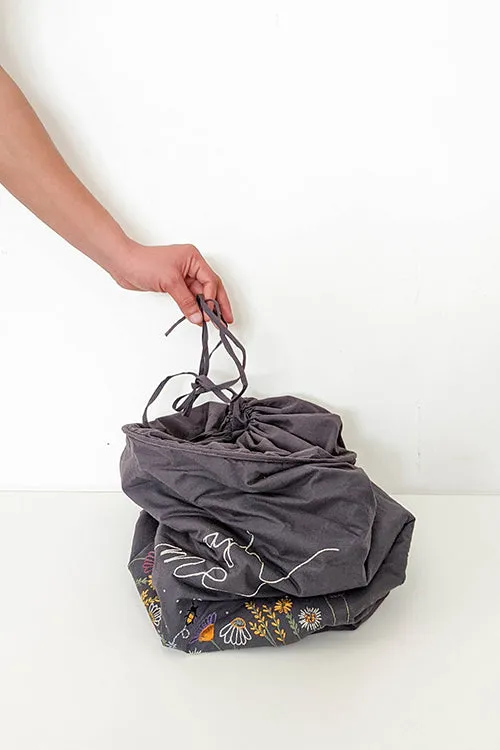 Okhai 'Hazel' Hand Embroidered Cotton Laundry Bag