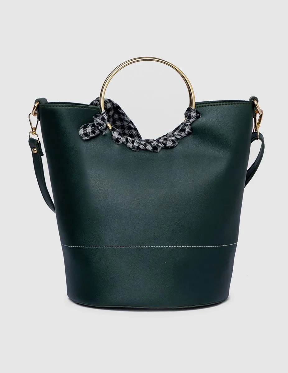 Olive checkered Bucket Bag | Modern Myth