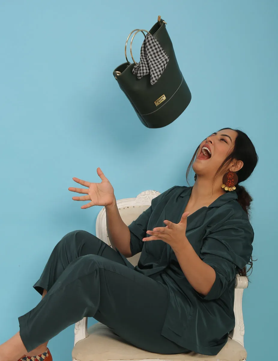 Olive checkered Bucket Bag | Modern Myth