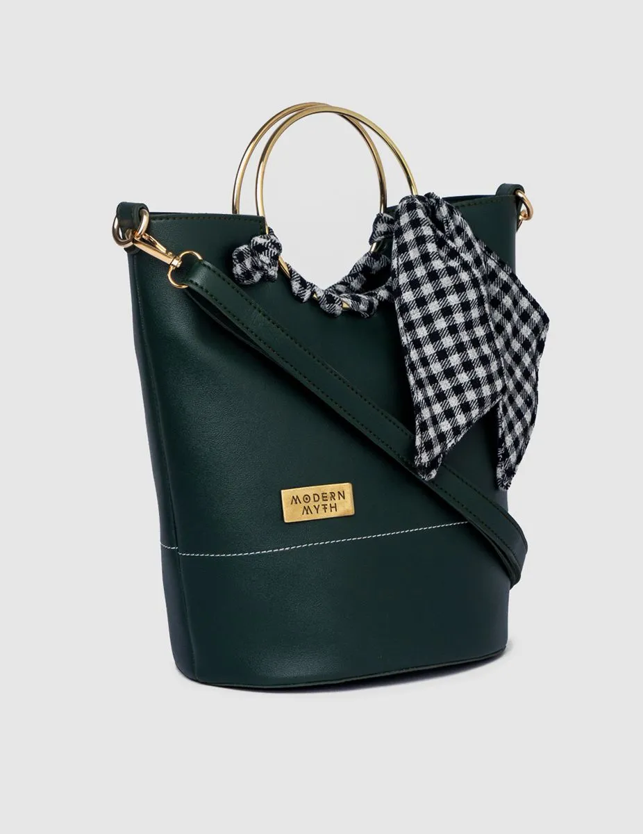 Olive checkered Bucket Bag | Modern Myth