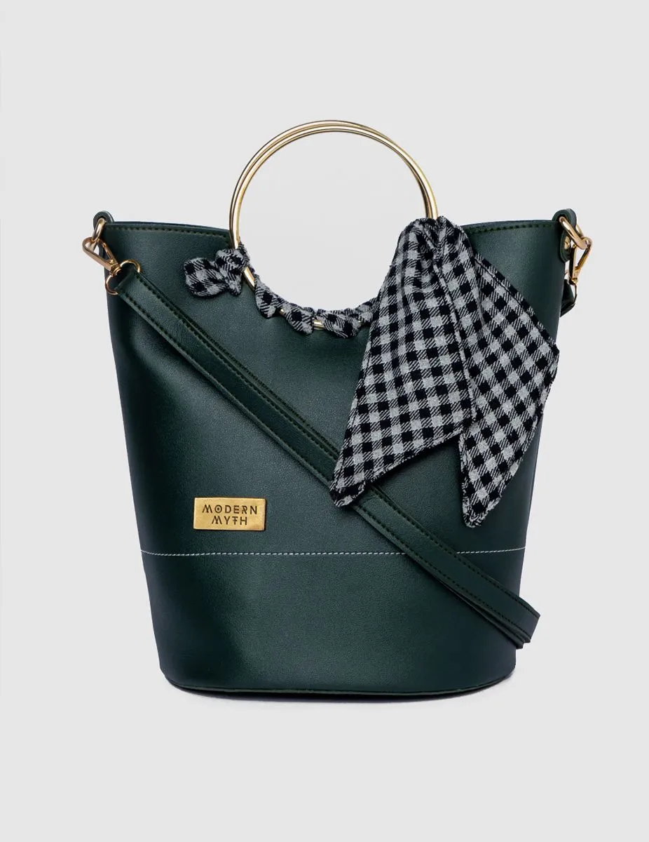 Olive checkered Bucket Bag | Modern Myth