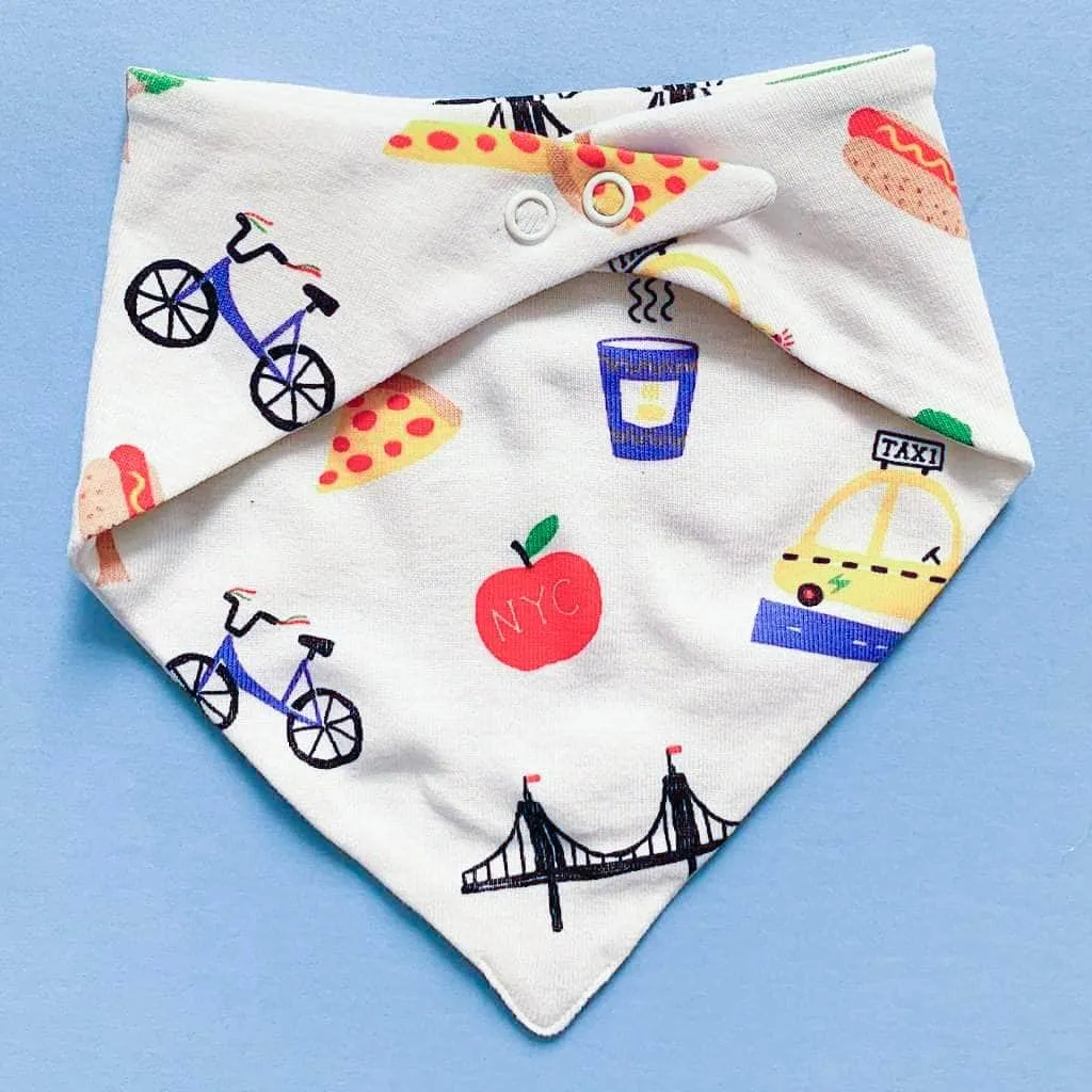 Organic Baby Gift Set - Infant Onesie, Bib, Rattle | New York City Print