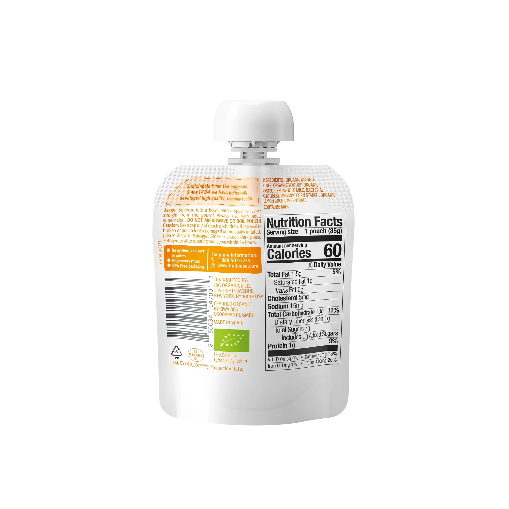 Organic Mango Yogurt Pouches - Box of 10