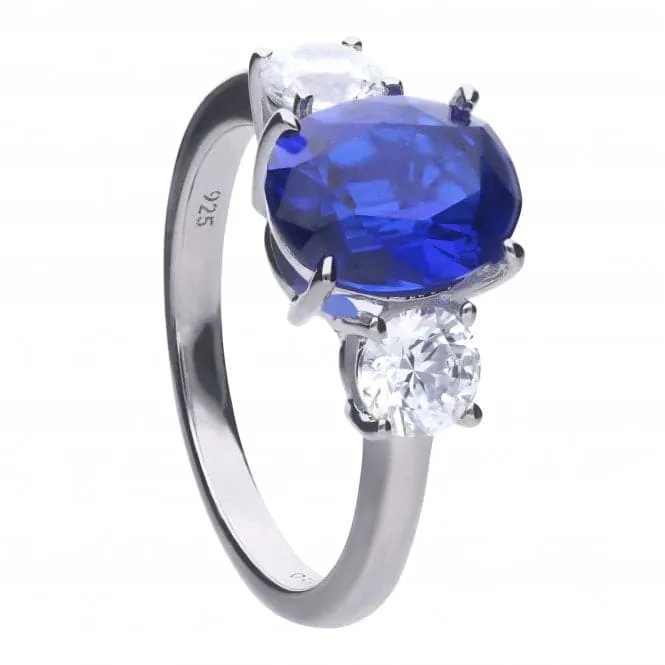 Oval Sapphire Zirconia Trilogy Ring