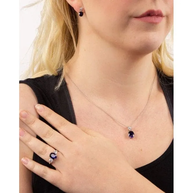 Oval Sapphire Zirconia Trilogy Ring