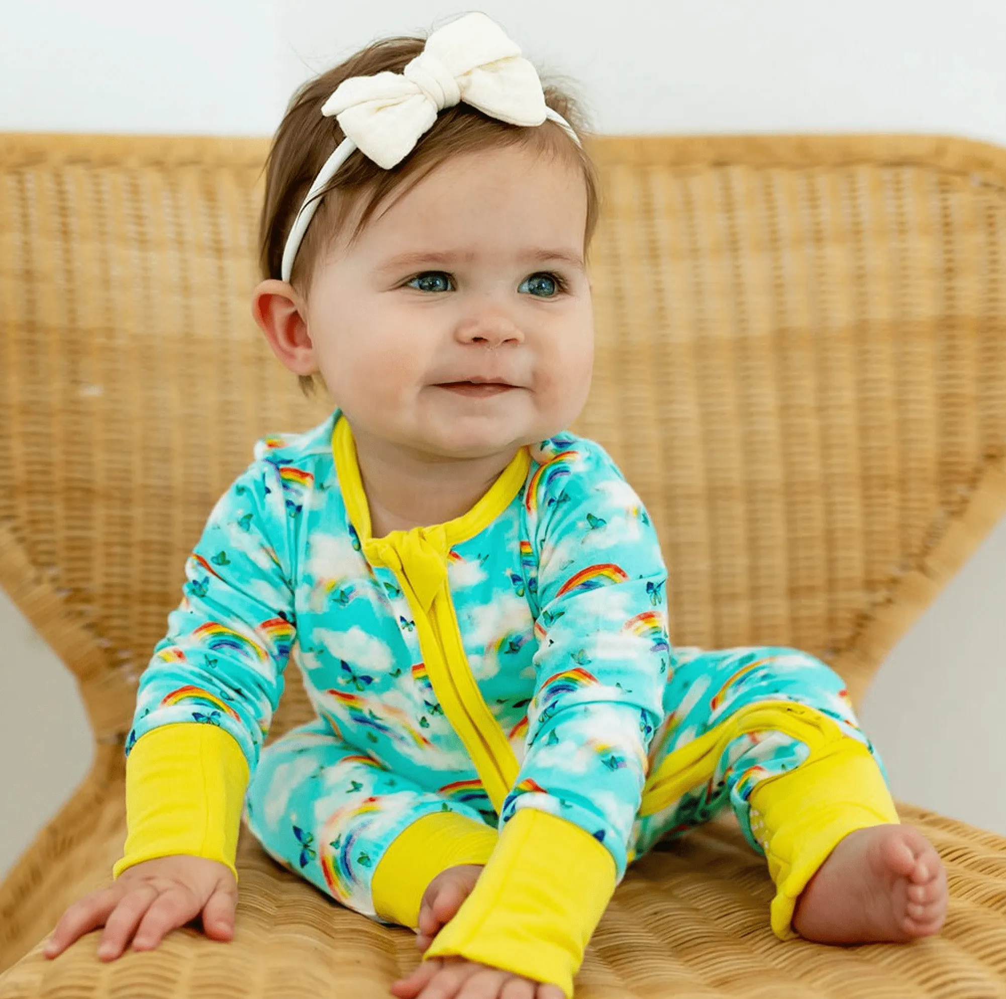 Over the Rainbow & Butterflies Convertible Footie (NB-3T)