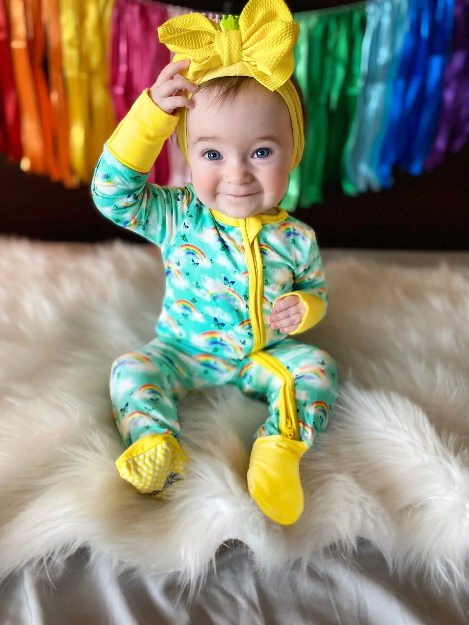 Over the Rainbow & Butterflies Convertible Footie (NB-3T)