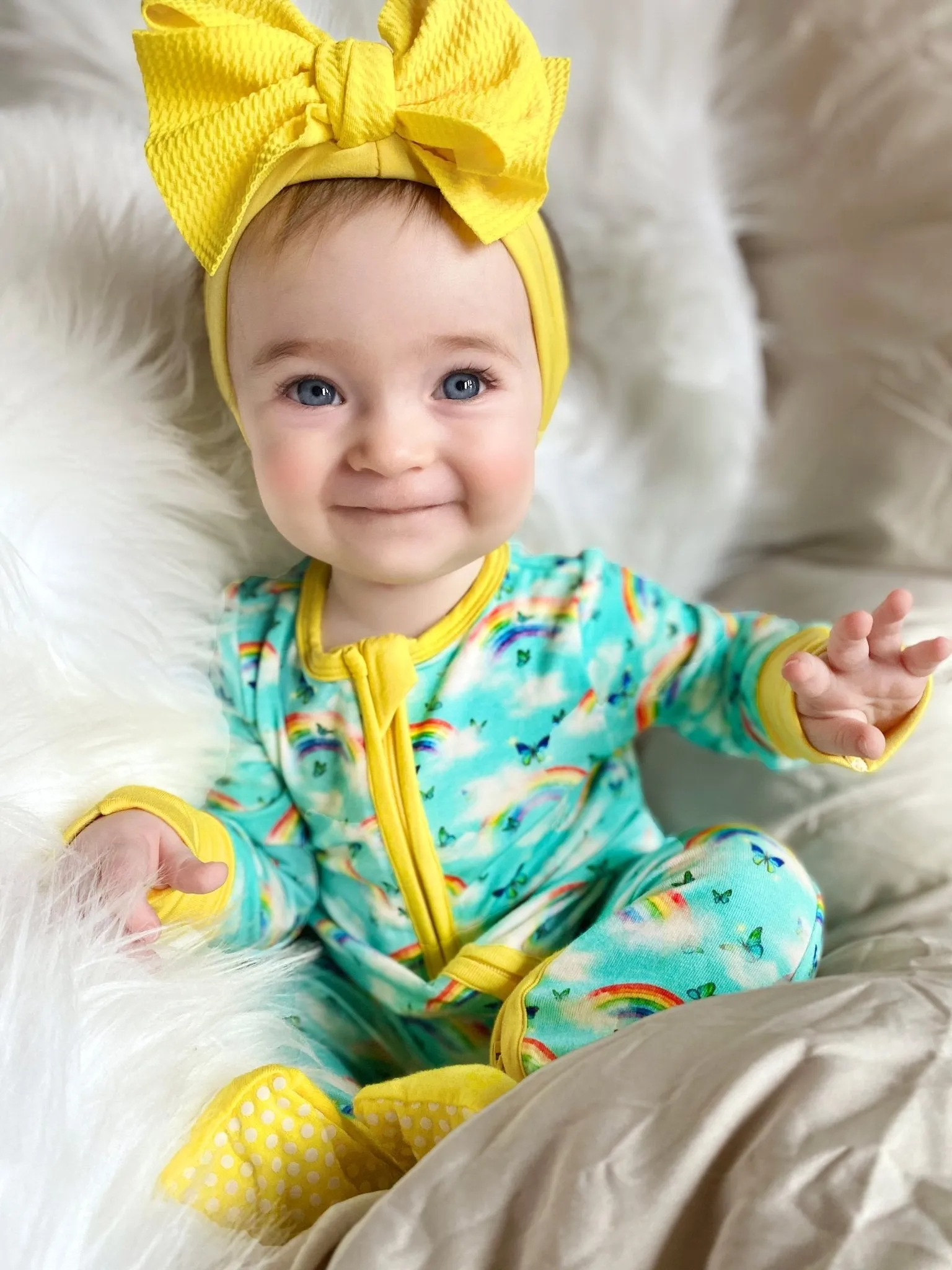 Over the Rainbow & Butterflies Convertible Footie (NB-3T)