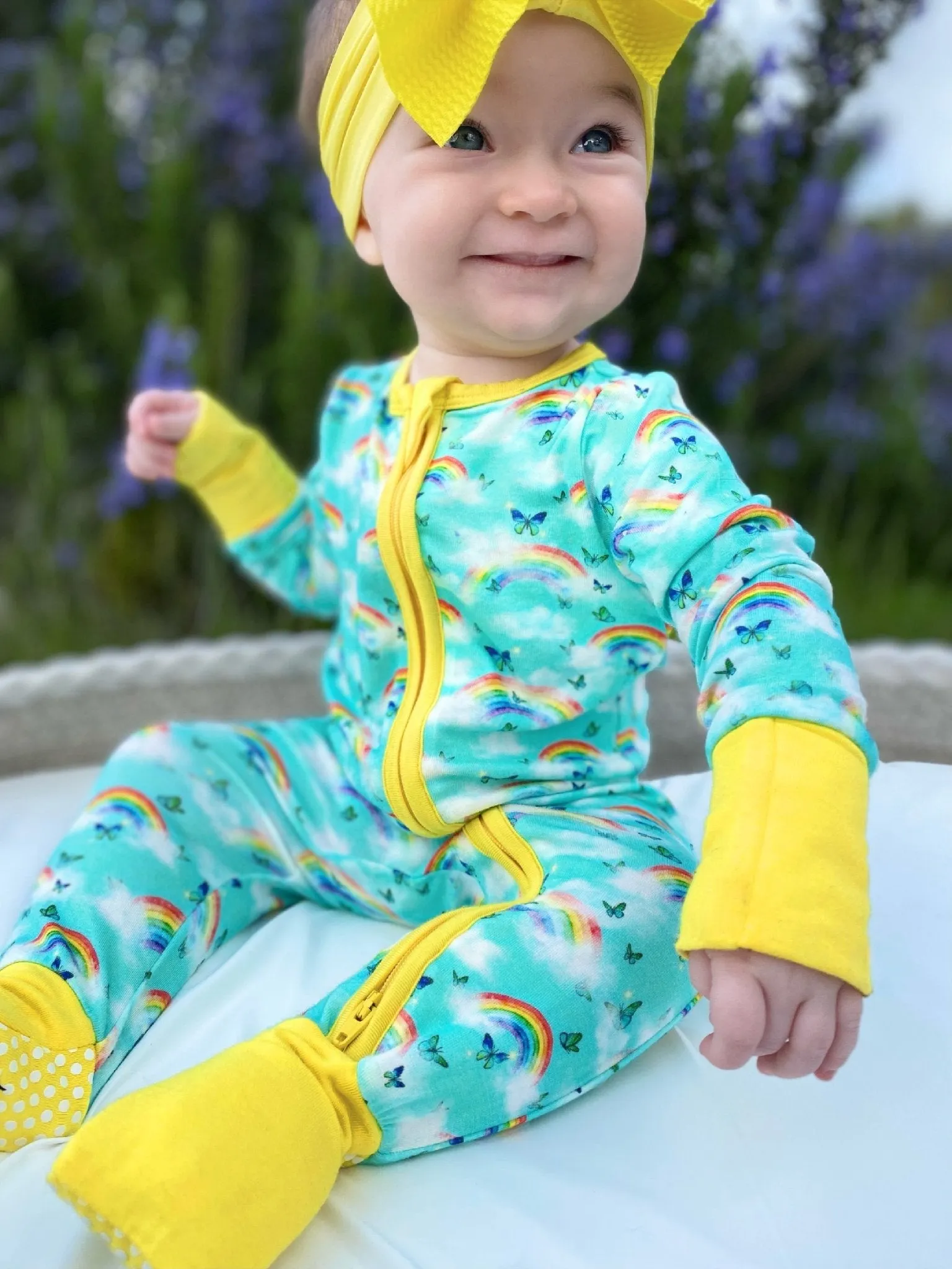 Over the Rainbow & Butterflies Convertible Footie (NB-3T)