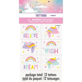 Pastel Unicorn Tattoos - 12 Pkt