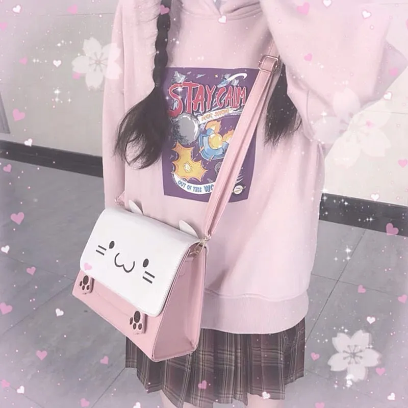Pink Cat Crossbody Bag