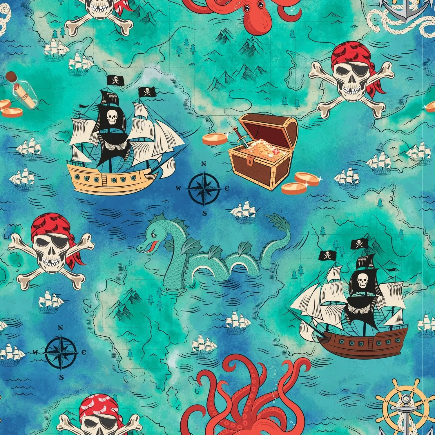 Pirate High Seas Treasure Map Convertible Footie (NB-3T)