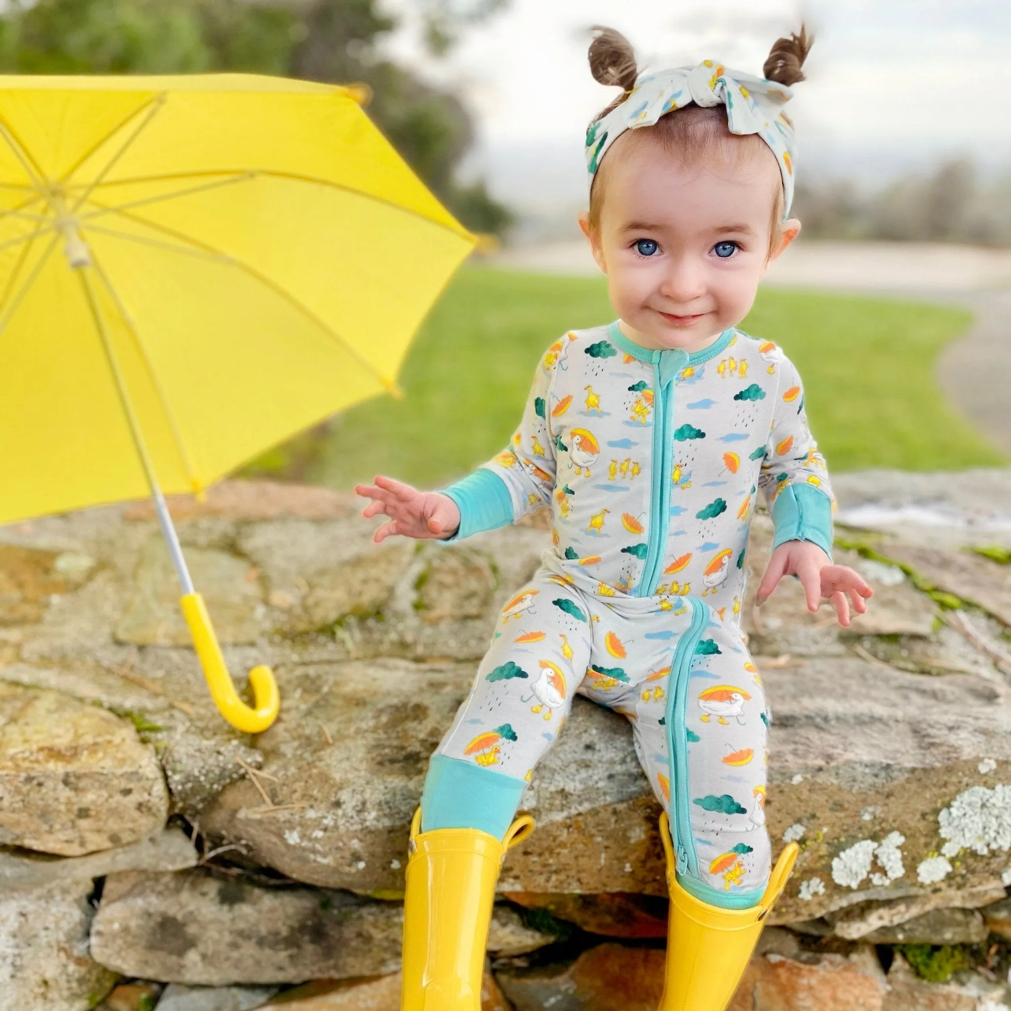 Playing in the Rain Duckies Convertible Footie (NB-3T)