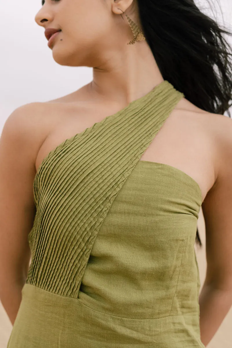 Pleated One Shoulder Dress
