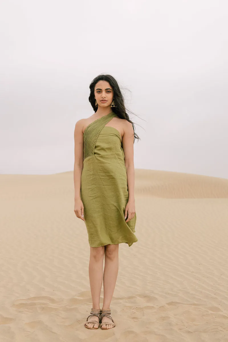 Pleated One Shoulder Dress