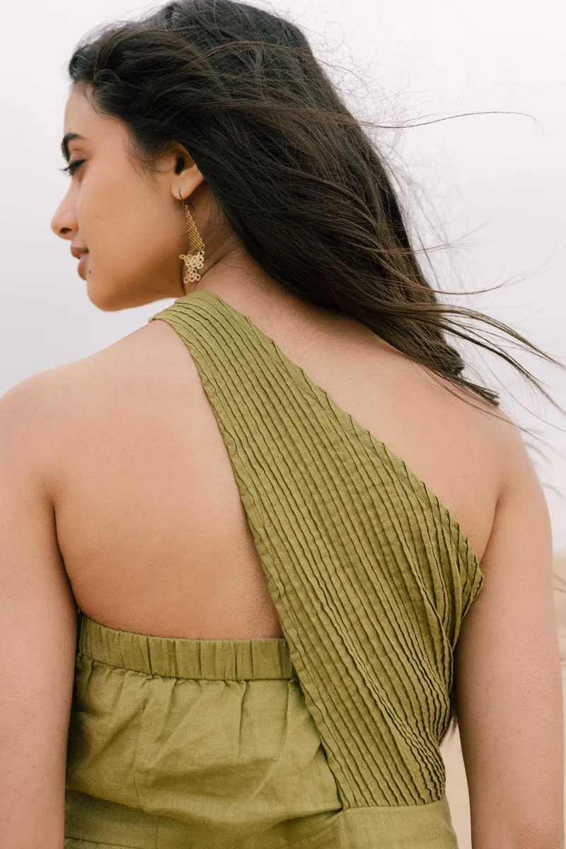 Pleated One Shoulder Dress