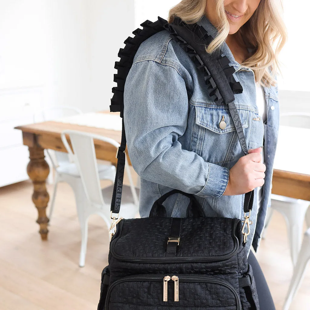 Posh Quilted Ruffled Shoulder Strap