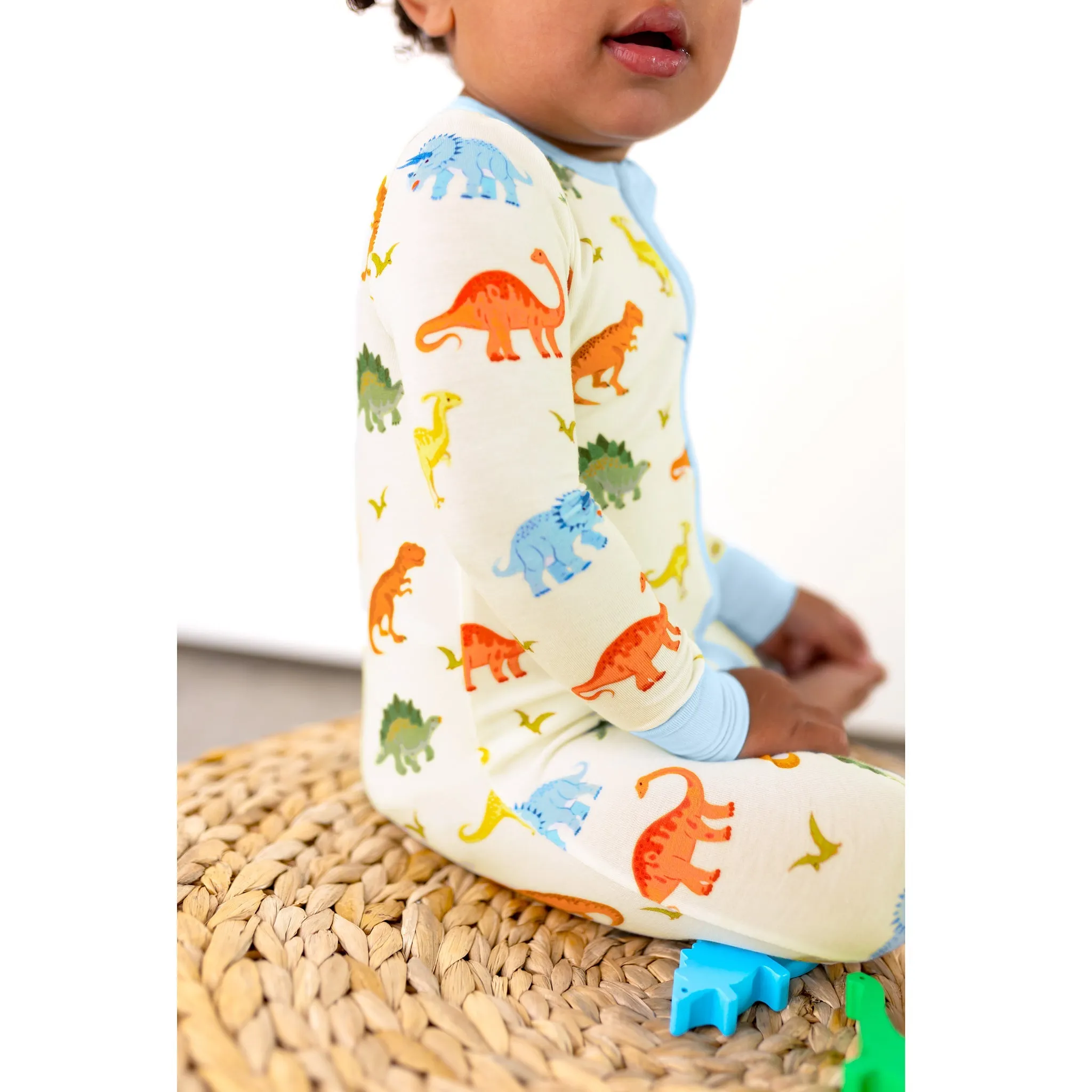 Powder Blue Jurassic Crew Convertible Footie (NB-3T)