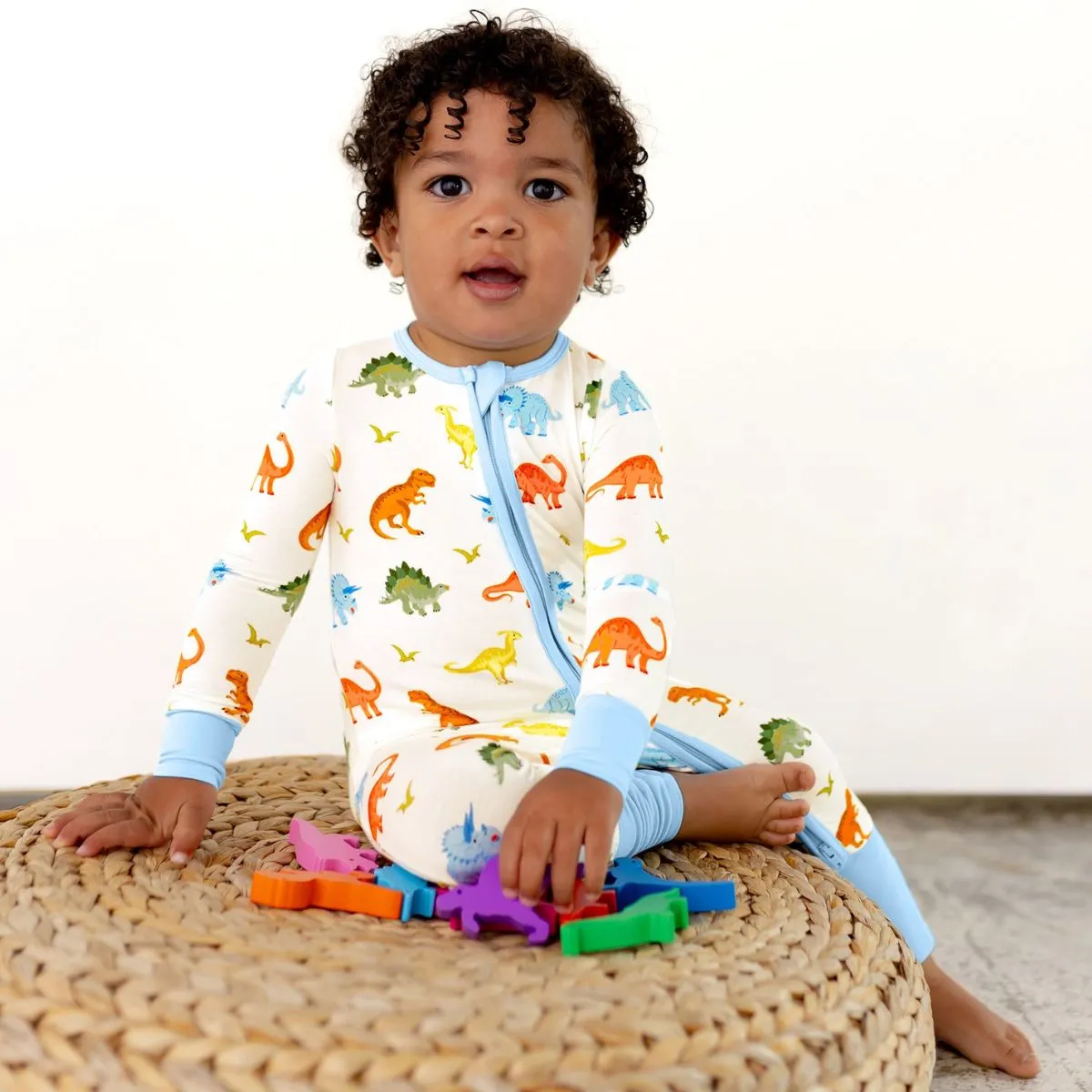 Powder Blue Jurassic Crew Convertible Footie (NB-3T)