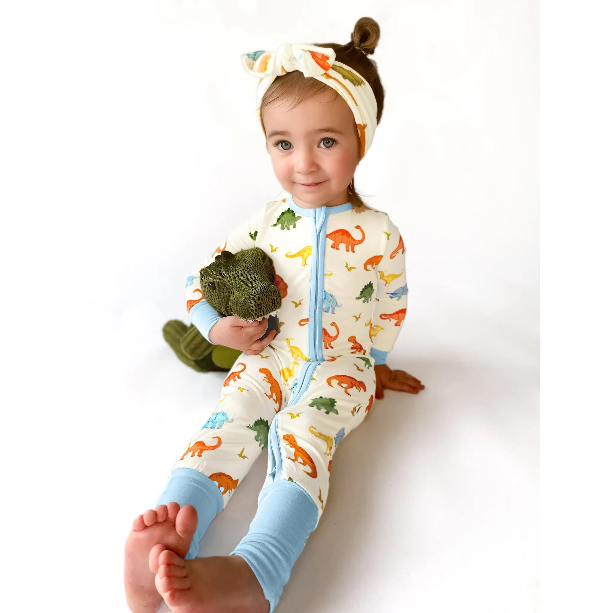 Powder Blue Jurassic Crew Convertible Footie (NB-3T)