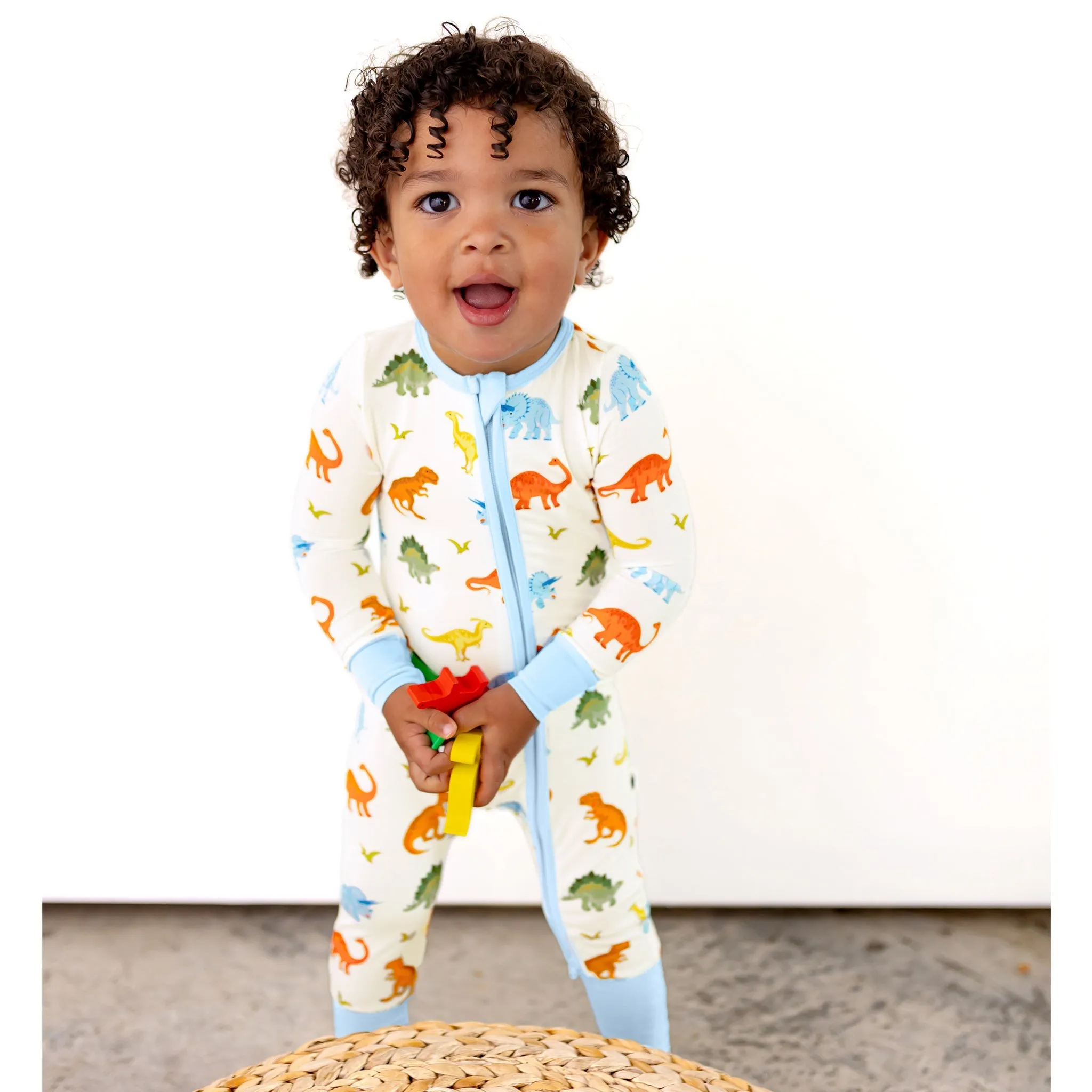 Powder Blue Jurassic Crew Convertible Footie (NB-3T)