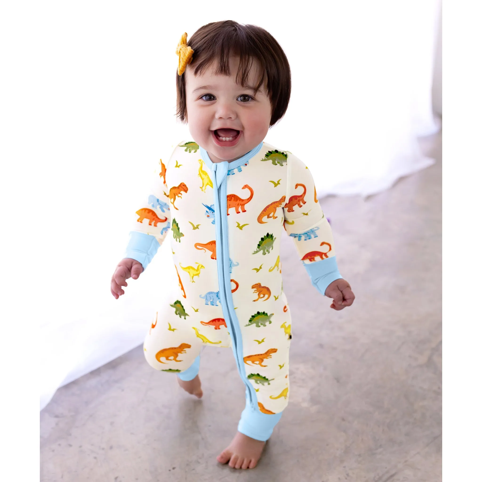 Powder Blue Jurassic Crew Convertible Footie (NB-3T)