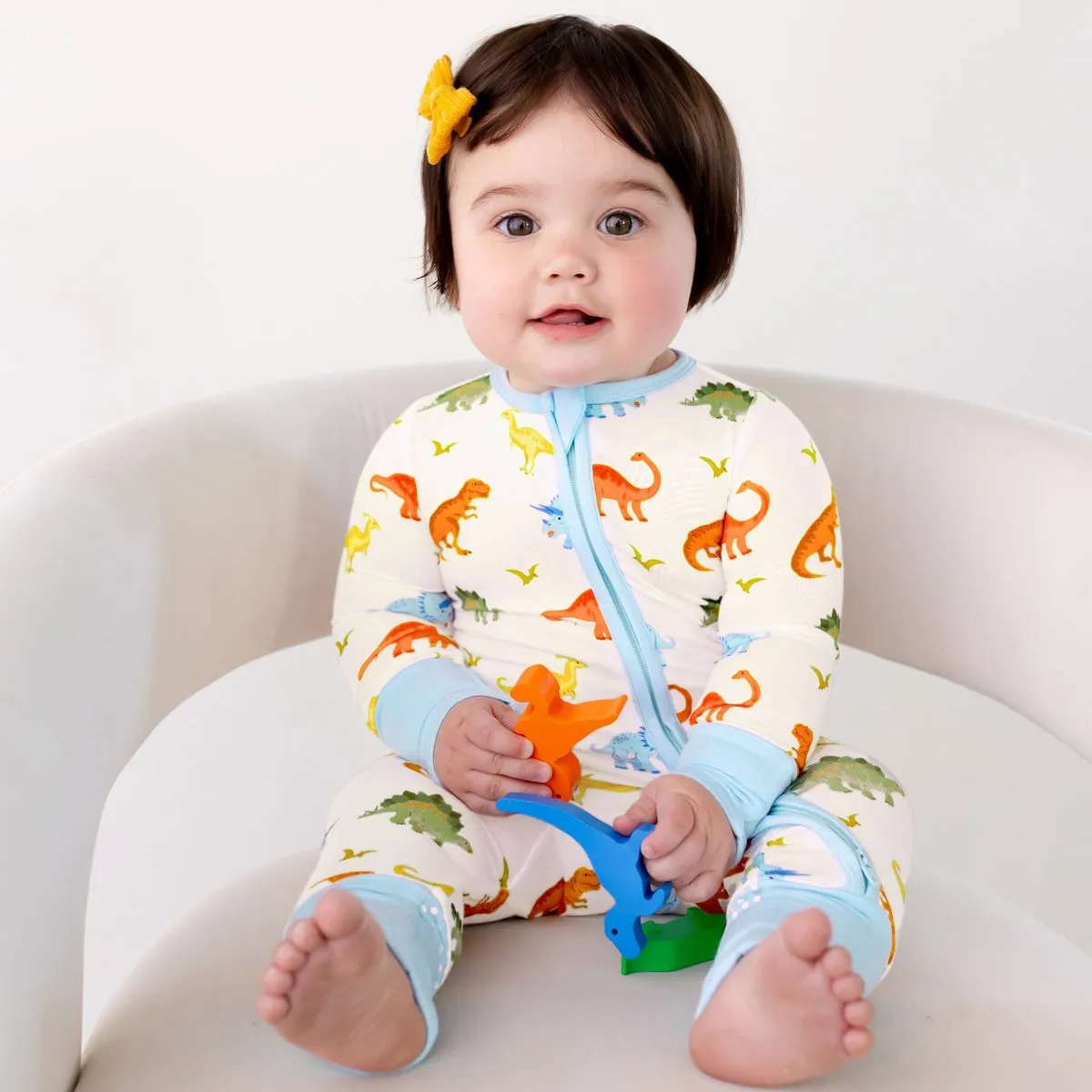 Powder Blue Jurassic Crew Convertible Footie (NB-3T)