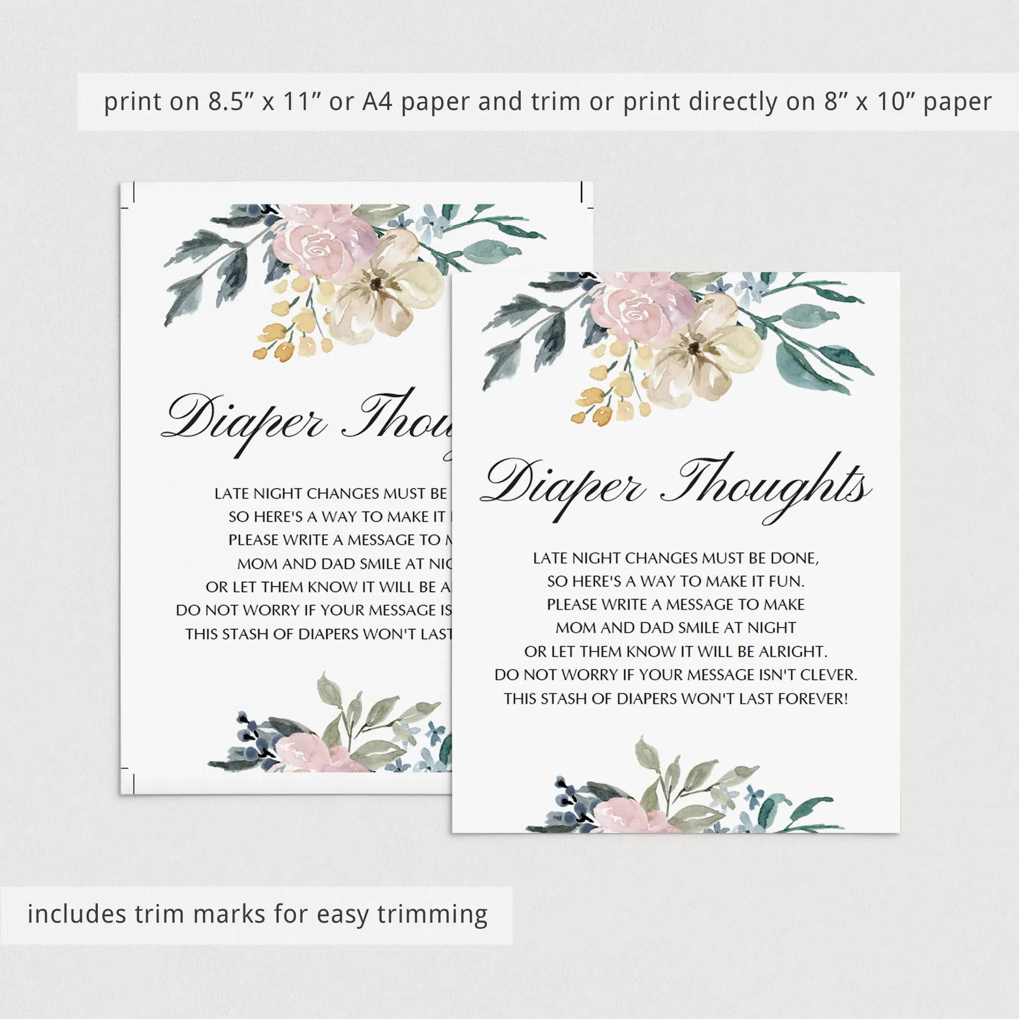 Printable Flower Baby Shower Activity Diaper Thoughts